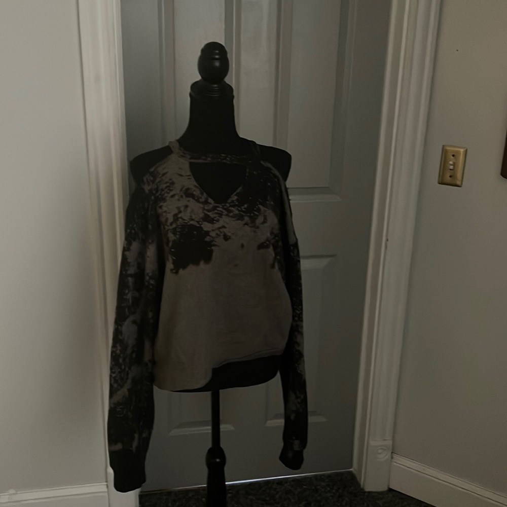 Black and grey cut out sweatshirt